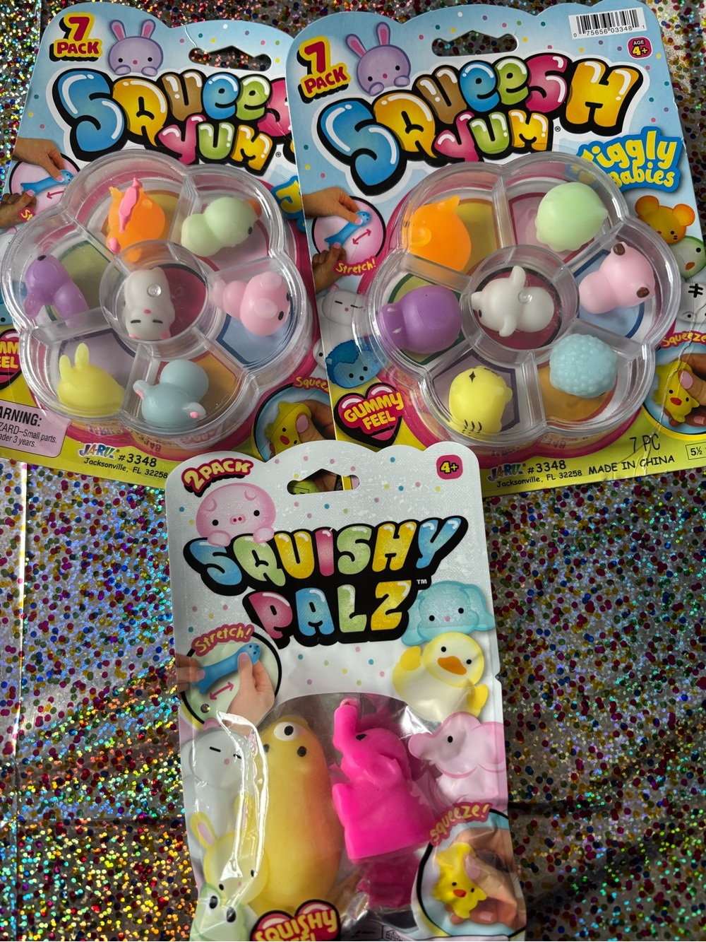 Squishy set (3) , mini Squeesh yum ..brand new sealed , kids collectible toys